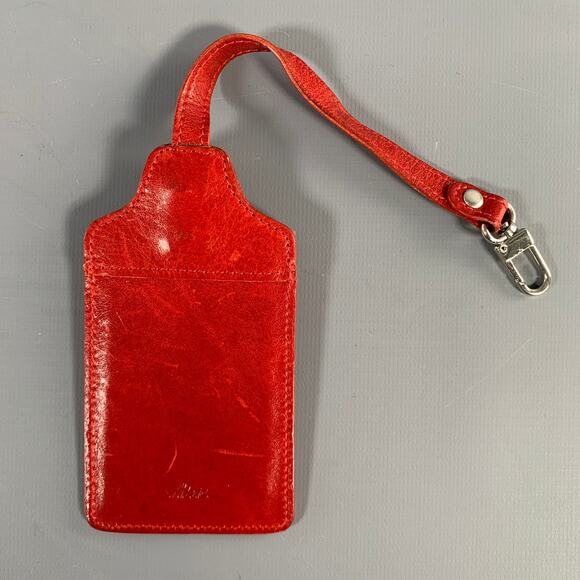 ABAS Red Leather Luggage Tag Bags - Picture 1 of 4